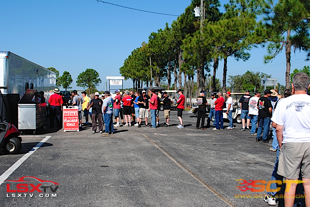 It's a beautiful morning here at Bradenton Motorsports Park! Here the racers are in line for registration as the track is being prepped for a day of test and tune.