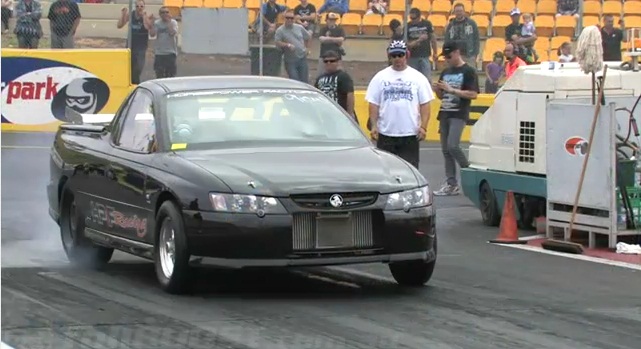 Video: Twin-Turbo LS1 Holden SS Ute Clips Bottom 8s!