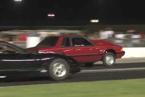 Video: C5 Corvette Takes Out Fox Body Mustang in Drag Strip Crash