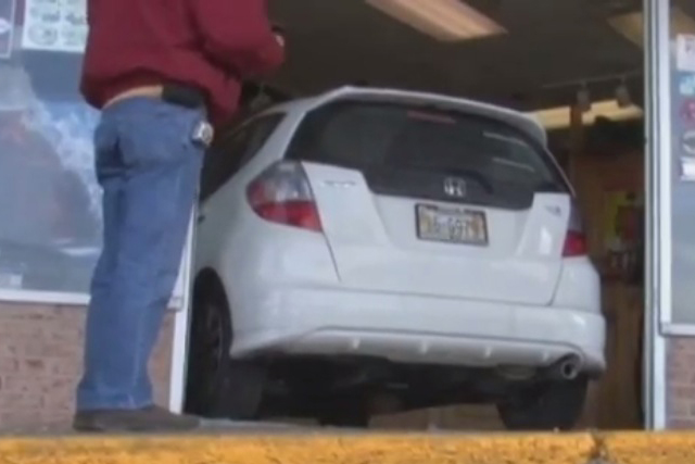 Man Drives Through Pizzaria, Still Places His Order