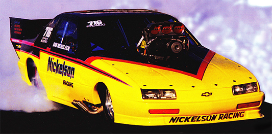 Dan drove his 1994 Chevy Beretta to two Nitro Couple championships in the early 2000’s.  The Beretta was originally a Super Comp car that was modified to run Pro Mod.  This was Dan’s first example of taking an older car and making it work.