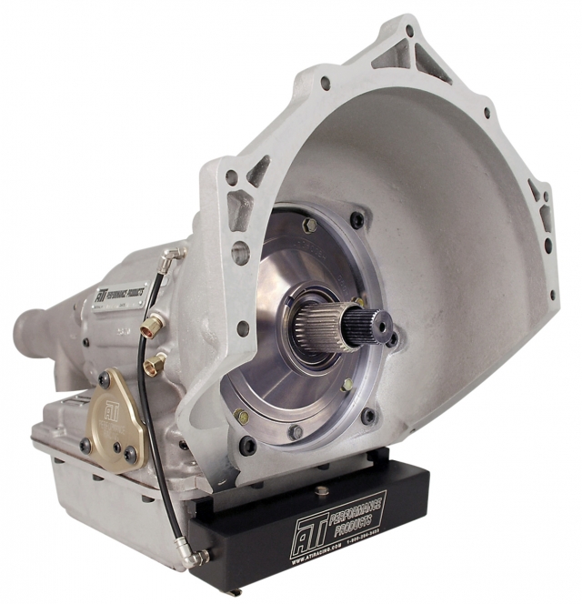 SuperGlide 4 transmission shown with billet pump and input shaft.