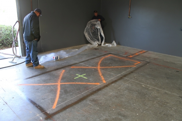 Time to mark out the space where our dyno will be installed. Disregard the high-quality artwork, it's merely a placeholder.