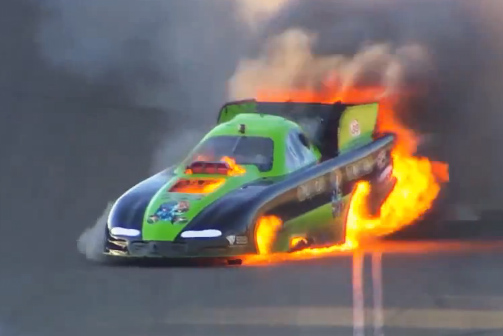 Video: Aussie Begley Rides Out Raging Funny Car Inferno