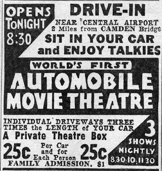The first drive-in theater.