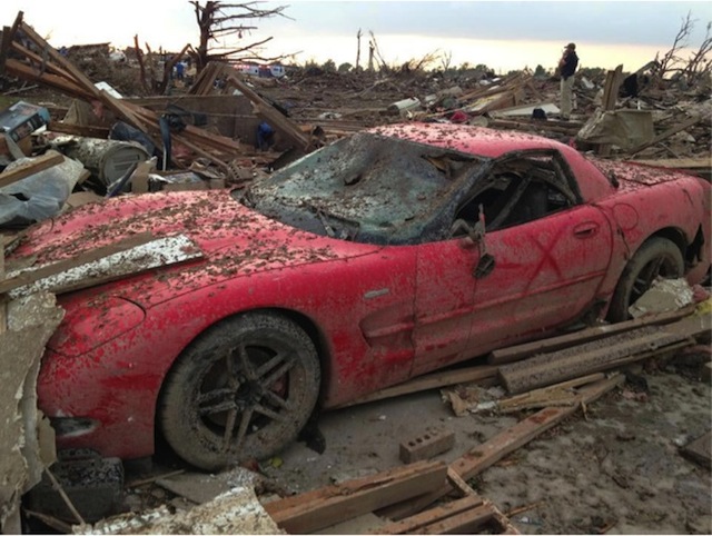 Video: C5Z06 Corvette Totaled by Oklahoma Tornado Still Runs