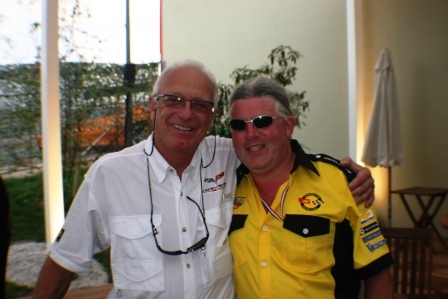 Doug Fehan with some rather sunburnt English bloke (okay it's me I admit it) at the 2006 Le Mans after race party.