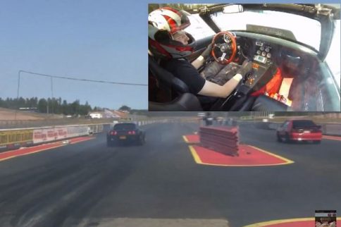 Video: On-Board An Flying Targa Roof As Corvette Rips Down The Strip