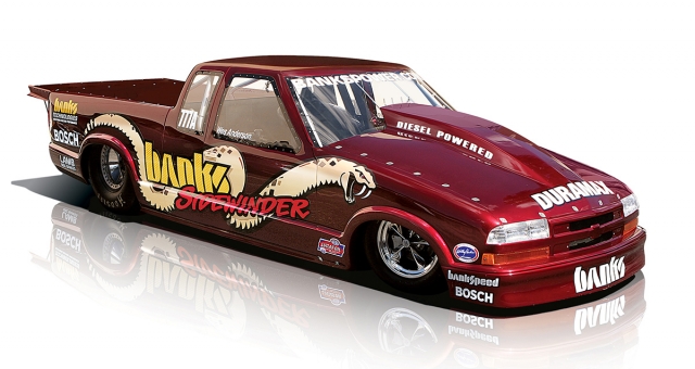 Once again, Banks was a head of the curve. This 2007 S-10 drag truck is able to produce 1,250 horsepower almost as cleanly as a factory gasoline street car. The first pass down the track at an NHRA event, most spectators didn't even know it was a diesel!