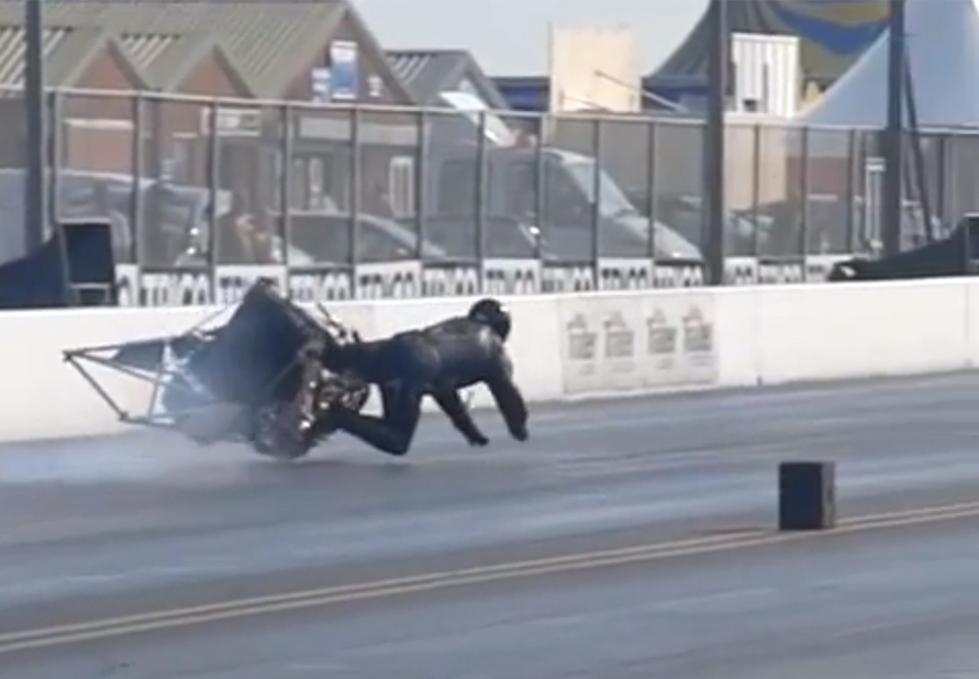 Video: Slo-Mo Top Fuel Bike Crash At Santa Pod In England