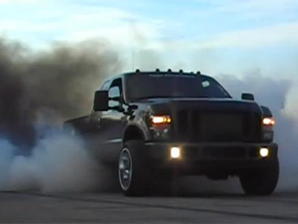 Large Truck Convoy Joins Together To Burn Out At Toops Performance