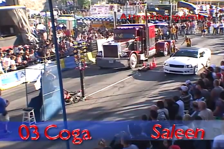 VIDEO: Big Rig Versus Saleen Mustang in Saint-Joseph, Quebec