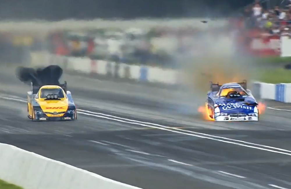 Video: Tommy Johnson Jr. Bangs Another Funny Car Body In E-Town