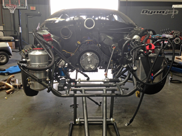 A few days before the Street Car Supernationals our engine bay looked like this. We narrowly made the race, qualified #3 with a 4.64, but weren’t able to make the car for eliminations. It was our best ever e.t. but there was a lot left in the car that we weren’t able to demonstrate.