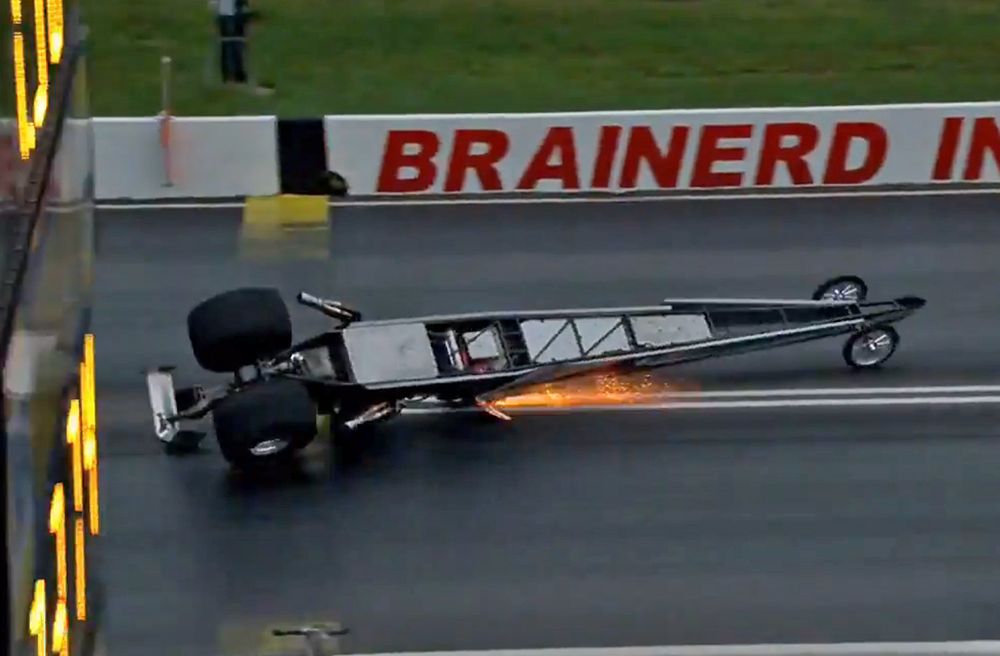 Video: Top Dragster Double-Crash In Both Lanes At Brainerd