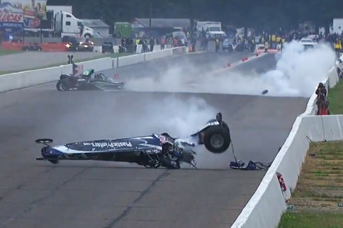 Video: Top Dragster Double-Crash In Both Lanes At Brainerd