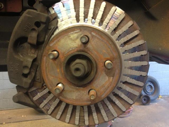 This is an extreme example of what can happen when you ignore brake noises, but it doesn't take a rotor worn all the way down to the vanes to make annoying noises...