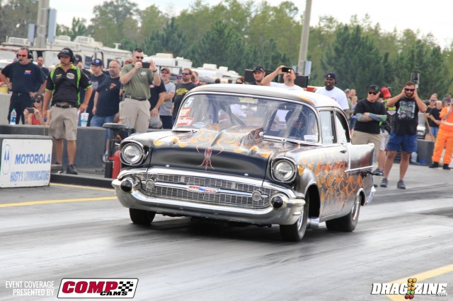 Ron Rhodes also entered Leafspring with his trusty 68 Camaro and took top qualifier honors with a 4.635. He faced off with west coast racer Armen Maghdessian's gorgeous 57 Chevy who qualified in the number five position. Armen took a rare holeshot on Rhodes with an .018 but struck the tires early allowing Rhodes to get by with a 4.71 at 150.