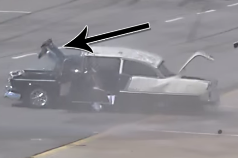 Video: Driver Goes Through Windshield After '55 Chevy Crashes Hard