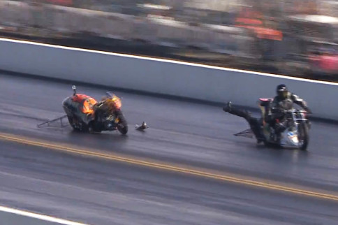 Video: Top Fuel Motorcycle Rider Switches Bikes At 200 MPH!