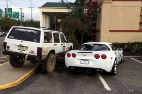 Watch This Jeep Owner Gaff Corvette Owner Parked Like A D*%$