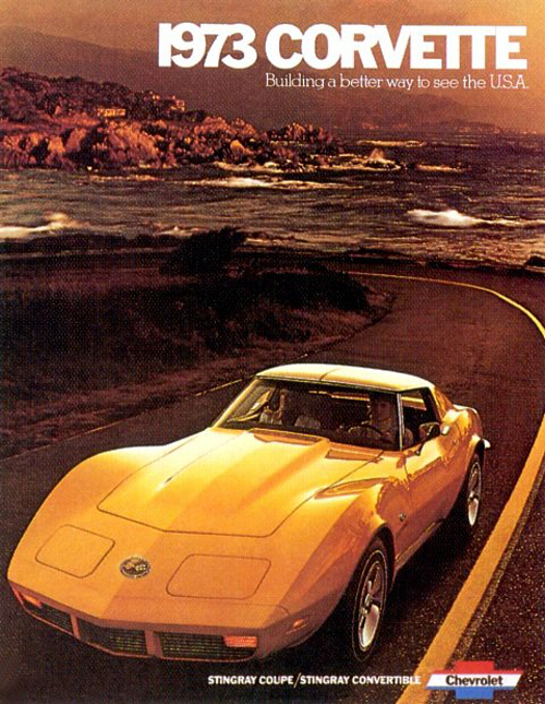 An advertisement for the '73 Stingray, which saw the model shift from muscle car to touring sports car.