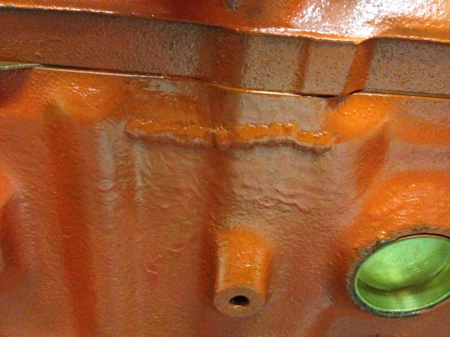 Note the stitch-welding on the outer side of the block - this repair stopped a water leak and should last the life of the engine.