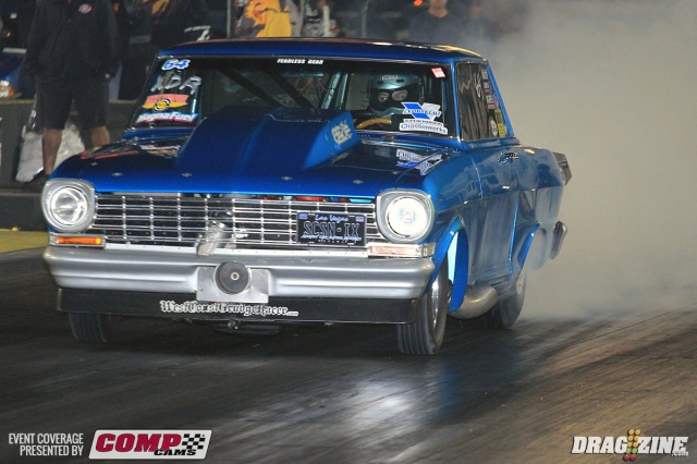 This 64 box Nova belongs to Chris Alston Jr. out of Elk Grove, California. He runs a 526 big blocl Chevy and is currently qualified fourth in XDR/TT5 with a 4.56 at 174 MPH.