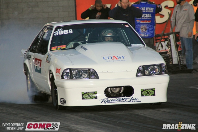 Eric Gustafson leads Wild Street with a stellar 4.57 at 162 with his LSX Powered 89 Mustang out of Vernon, California.