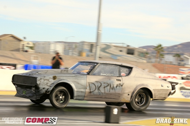 Brandon McBride ran this Nissan Skyline last year and is back at it again ripping off a 7.66 at 193 this afternoon in Pro Charger Pro Radial.
