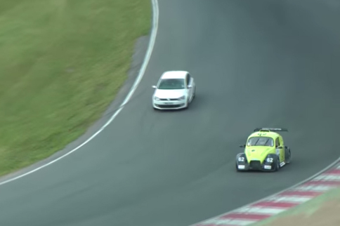 Video: Man Drives Girlfriend's VW Polo Onto Racetrack During Race