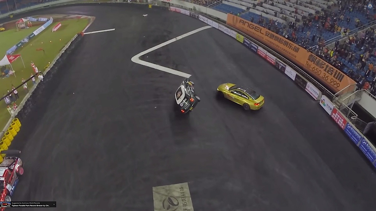 Video: Record Breaking Donuts Around a Car on Two Wheels