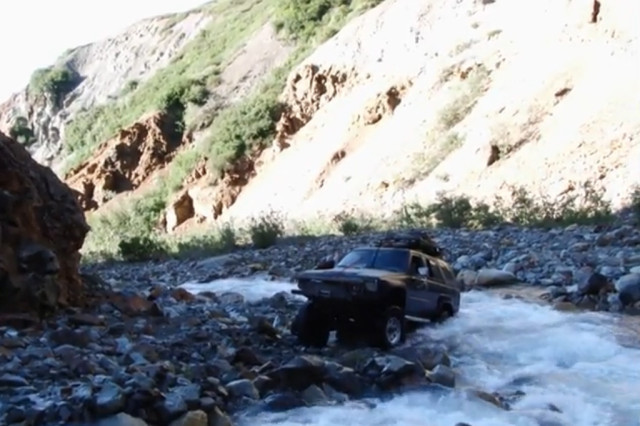 The Leigh brothers' 4Runner had to winch itself out of a rocky river.