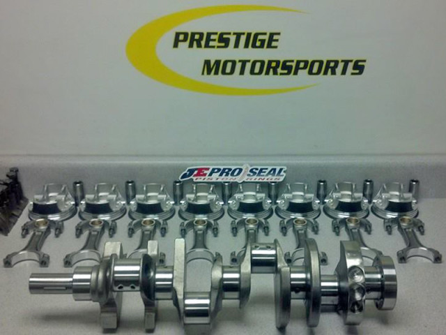Rotating assembly parts were selected for longevity, cost, and ease of use. The SRP pistons use a 1.2mm/1.5mm/3.0mm ring package and compact skirt design for low drag.