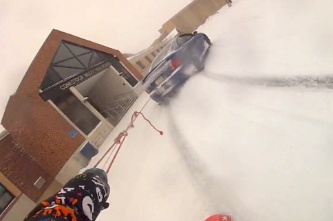 Video: Snow Plus a Pontiac GTO Equals Boarding Fun