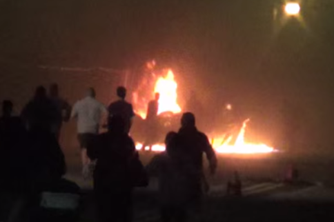 Video: Grudge Race Ends In Wild Crash And Intense Fire!
