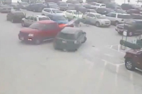 Video: An Elderly Man Barrels Into Ten Cars In Grocery Store Lot
