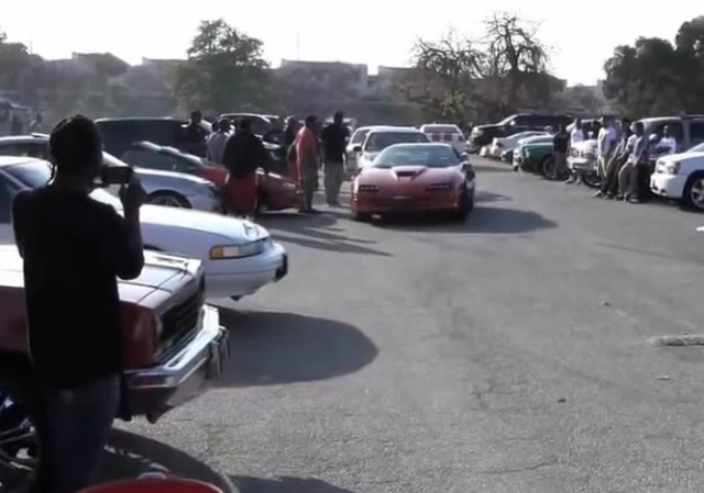 'Yes! This looks like the perfect spot to spin my Camaro around in circles, barely inches from people who will beat my ass if I hit them or their cars!'