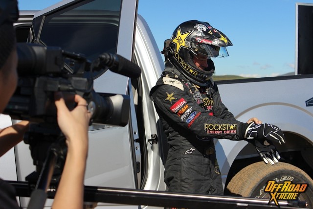 Deegan getting suited up while the crew documented the whole process.