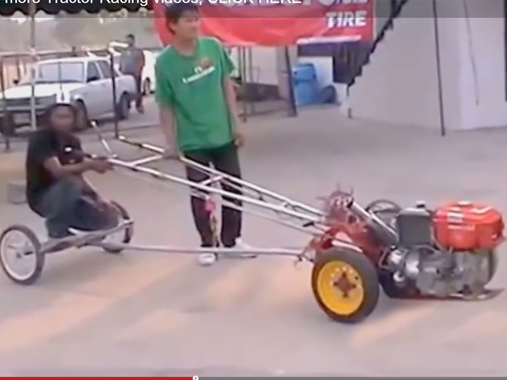 Video: Guy Rides Kubota Diesel Powered Chariot Down The Track