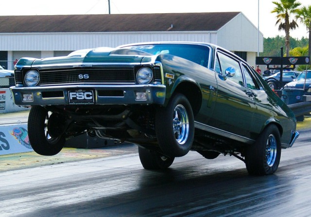 Derek Putnam's Nova features a Rollins Automotive 496 big block Chevy with a ProCharger, Turbo 400, and 12-bolt rear end.