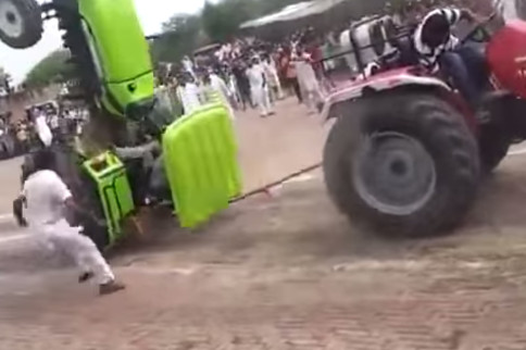 Video: Tug Gone Wrong. Competitor Ends Up On His Roof
