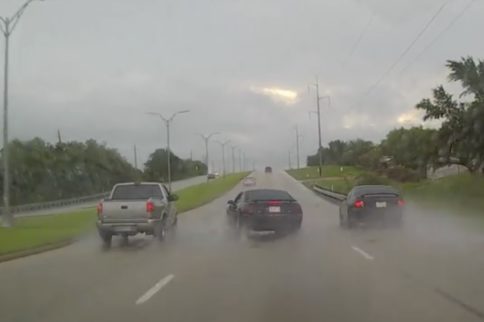 Mustang Tries To Send A Message To GTO, Then Crashes Into Light Pole