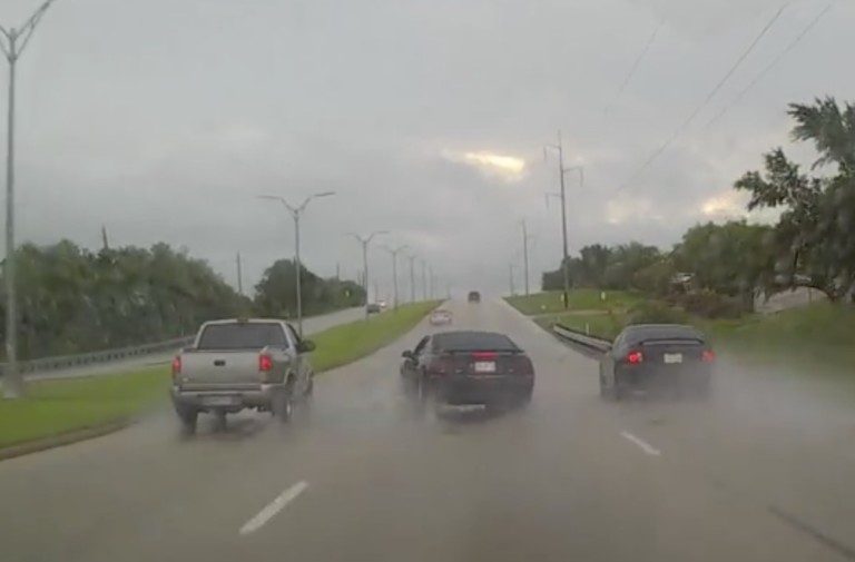 Mustang Tries To Send A Message To GTO, Then Crashes Into Light Pole