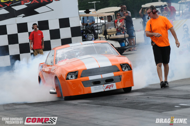 After all of their woes this weekend, the Rice family seemed due for a little luck on race day, and Jennifer Brooke Rice got just that in the first round of Nitrous Pro Street when Don Baskin uncharacteristically rolled the beams, lighting the red bulb and handing the free pass to Rice.