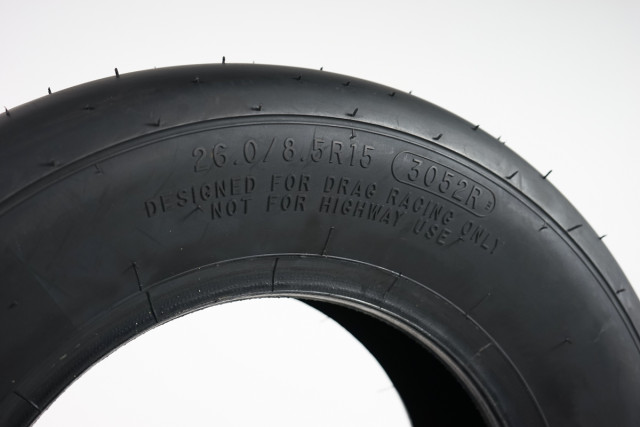 The 3052R tire measures 26 by 8.5-inches, putting it square in the sights of Outlaw 8.5 racers and weekend warrior bracket racers in search for a killer tire in the 8.5-inch width.