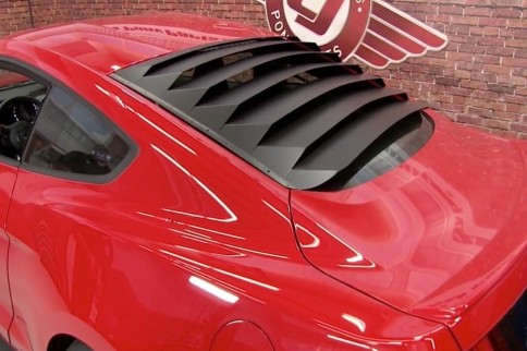 Video: Black Aluminum Rear Window Louver For 2015 Mustang All Models