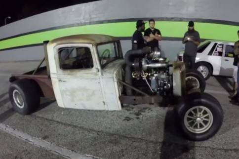 Video: Cummins Powered International Rat Rod Turns 11s at the Strip