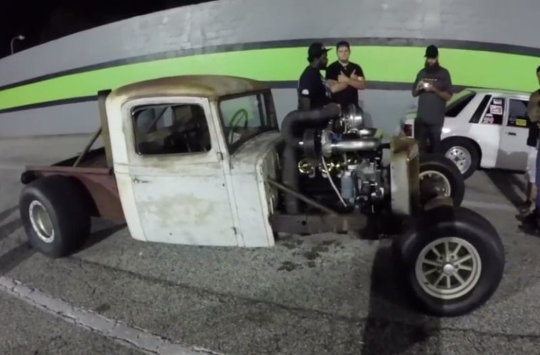 Video: Cummins Powered International Rat Rod Turns 11s at the Strip