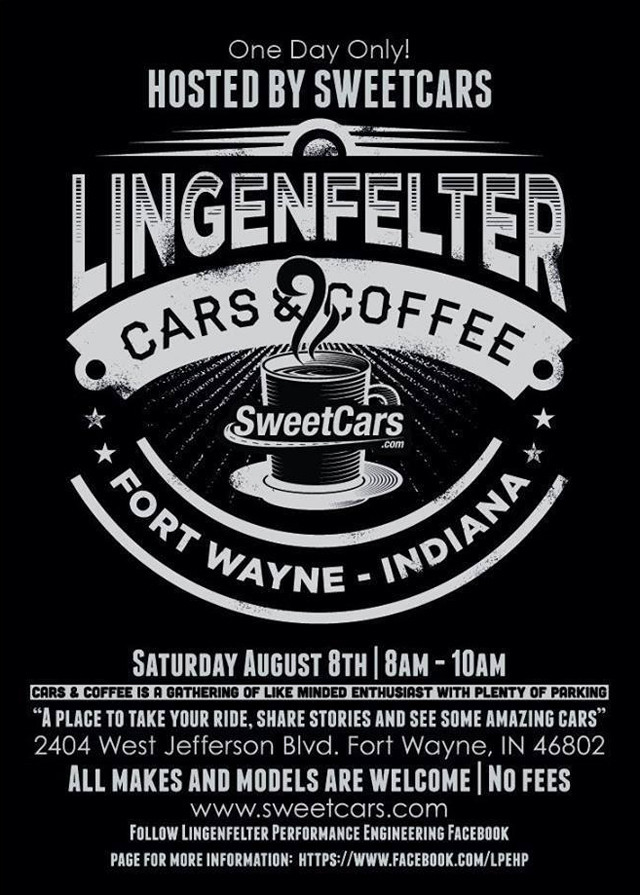 The flyer for the Fort Wayne Cars And Coffee event.